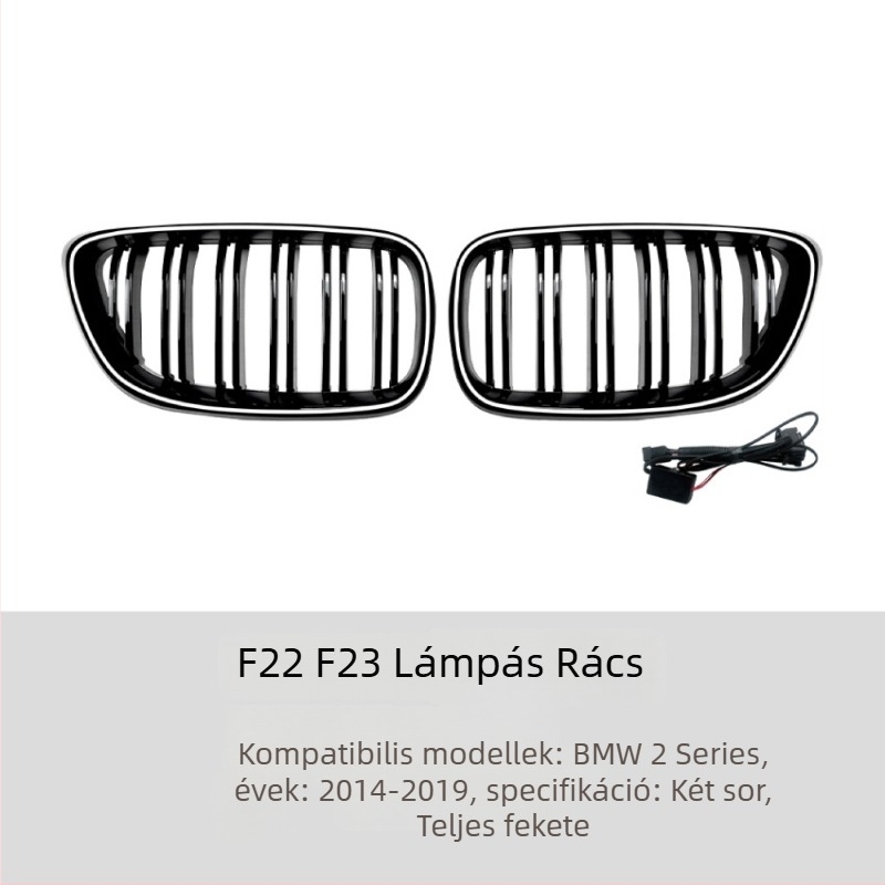 BMW 2 Series F22/F23 2014-2019 Függőleges Hűtőmaszk Elülső Lökhárítóhoz, ABS Műanyag, Kompatibilis F22/F23, Alkatrész-szám 1364 (egyszeres / kétsoros vonal), Márka Amp-z