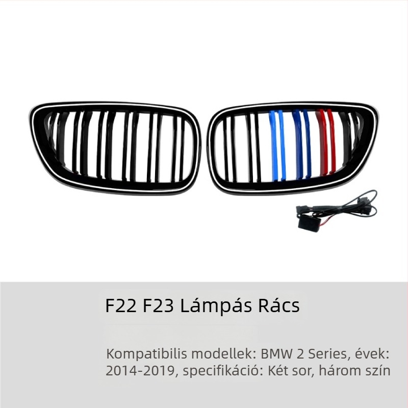 BMW 2 Series F22/F23 2014-2019 Függőleges Hűtőmaszk Elülső Lökhárítóhoz, ABS Műanyag, Kompatibilis F22/F23, Alkatrész-szám 1364 (egyszeres / kétsoros vonal), Márka Amp-z