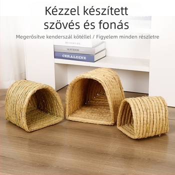 Háziállatok számára készült fészek — kézzel készült szalmafészek kendervonallal (Anyag: szalma + kendervonal; Márka: Kuntai Pet Products; Kategória: Fészek háziállatoknak)