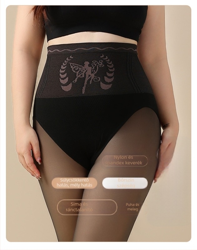 Flízes béléses spandex harisnya, magas derék, popsiformáló hatás, Flower Fairy minta