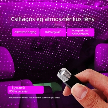 Autó belső LED-lámpa lézerprojekcióval, XKD-11, USB táplálás, anyag: alumíniumötvözet + ABS