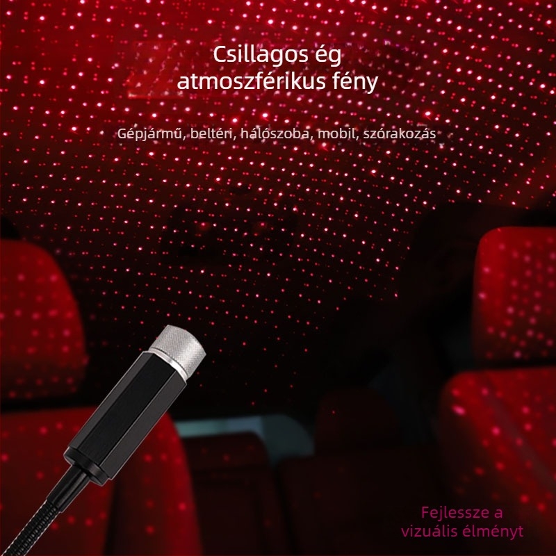 Autó belső LED-lámpa lézerprojekcióval, XKD-11, USB táplálás, anyag: alumíniumötvözet + ABS