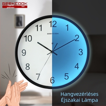 Fém falióra éjszakai LED világítással, hangalapú érzékelővel és kvarc járással