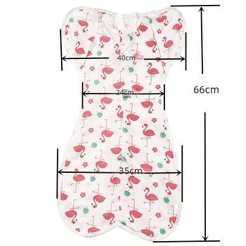 Pamut baba alvózsák cocoon stílusban, cipzárral, kéz-hozzáféréssel és swaddle dizájnnal, 70 cm hosszú, 0–12 hónapos.