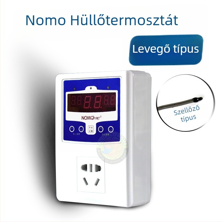 Fa terrárium hüllőknek kerámiás lámpával és elektronikus termosztáttal a hőmérséklet szabályozásához