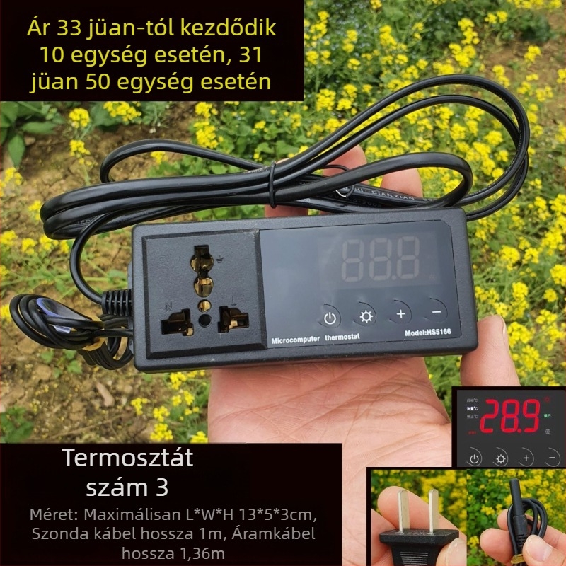 Fa terrárium hüllőknek kerámiás lámpával és elektronikus termosztáttal a hőmérséklet szabályozásához