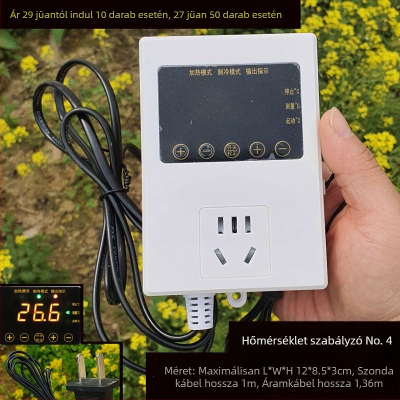 Fa terrárium hüllőknek kerámiás lámpával és elektronikus termosztáttal a hőmérséklet szabályozásához