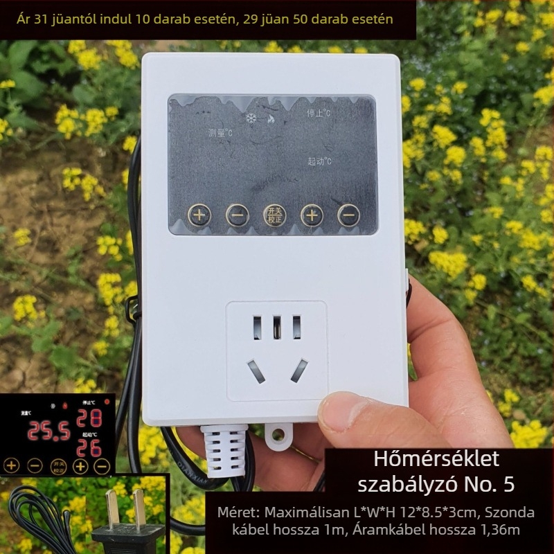 Fa terrárium hüllőknek kerámiás lámpával és elektronikus termosztáttal a hőmérséklet szabályozásához
