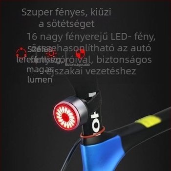 Kerékpár hátsó lámpa USB-C töltéssel, csavaros rögzítés, éjszakai világítás