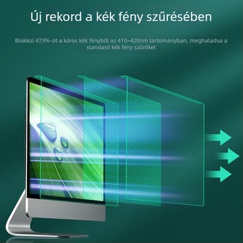 Függeszthető kékfényvédő kijelző az asztali és noteszgép monitorokhoz, háromrétegű magas áteresztőképességű film, lézeres megmunkálás