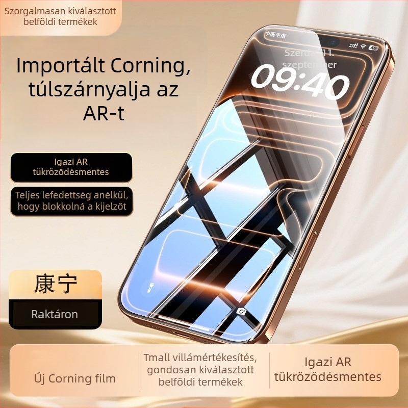 HBQ edzett üveg előlapi kijelzővédő iPhone 14 Pro Maxhoz – anti-reflex, előlap védelem