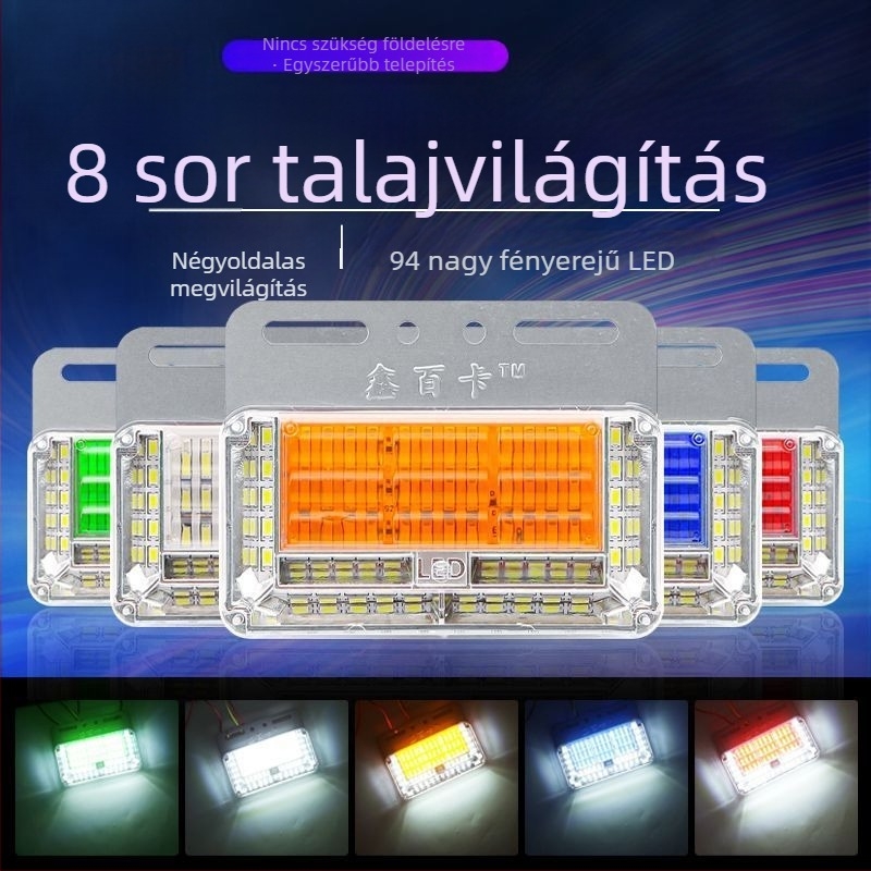 24V LED vízálló nyolcsoros oldalsó lámpa nehéz teherautókhoz és utánfutókhoz, oldalsó világítás, tolató fény, nagy fényerő