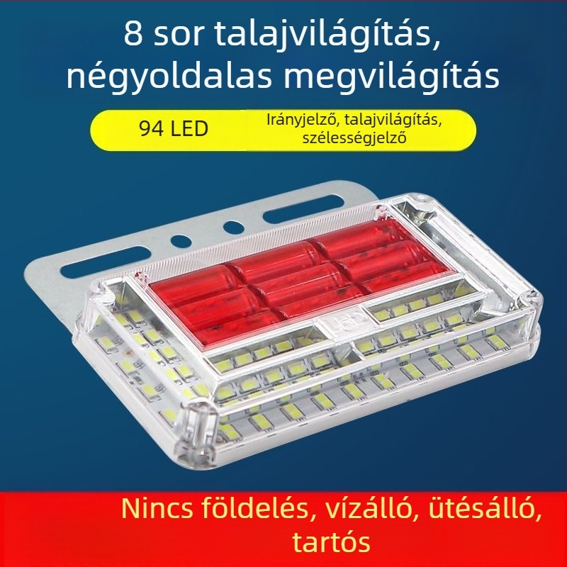 24V LED vízálló nyolcsoros oldalsó lámpa nehéz teherautókhoz és utánfutókhoz, oldalsó világítás, tolató fény, nagy fényerő