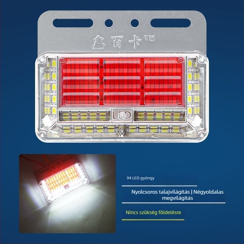 24V LED vízálló nyolcsoros oldalsó lámpa nehéz teherautókhoz és utánfutókhoz, oldalsó világítás, tolató fény, nagy fényerő