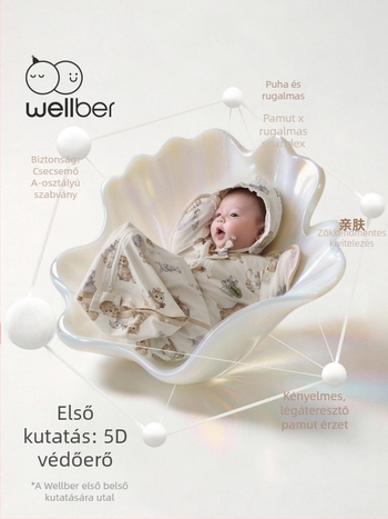 Cocoon stílusú baba alvózsák, újszülötteknek, őszi-téli, 80 cm, pamut