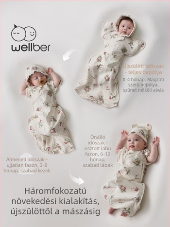 Cocoon stílusú baba alvózsák, újszülötteknek, őszi-téli, 80 cm, pamut