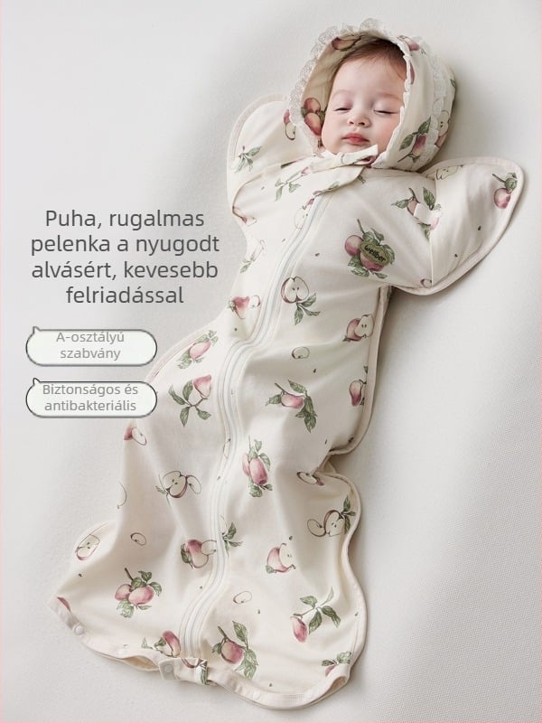 Cocoon stílusú baba alvózsák, újszülötteknek, őszi-téli, 80 cm, pamut