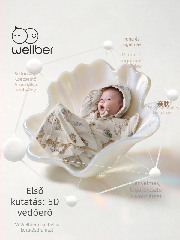 Cocoon stílusú baba alvózsák, újszülötteknek, őszi-téli, 80 cm, pamut