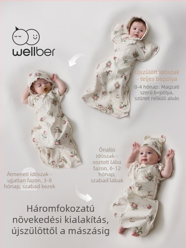 Cocoon stílusú baba alvózsák, újszülötteknek, őszi-téli, 80 cm, pamut