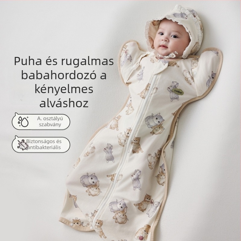Cocoon stílusú baba alvózsák, újszülötteknek, őszi-téli, 80 cm, pamut