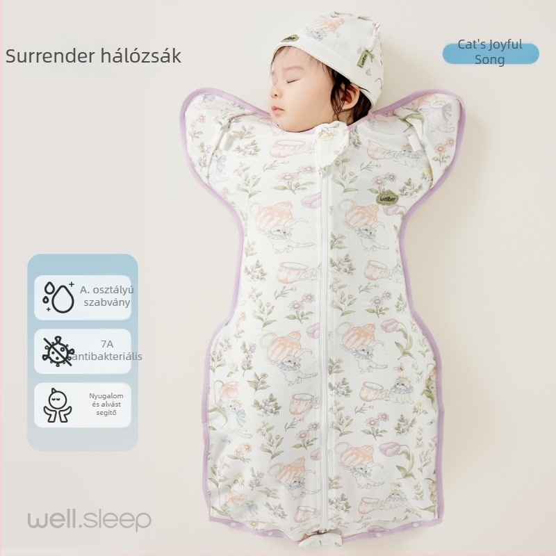 Cocoon stílusú baba alvózsák, újszülötteknek, őszi-téli, 80 cm, pamut