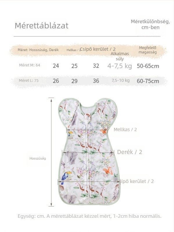 Újszülött alvózsák, cocoon-stílus, kötött pamut, puha és légáteresztő, négy évszakos