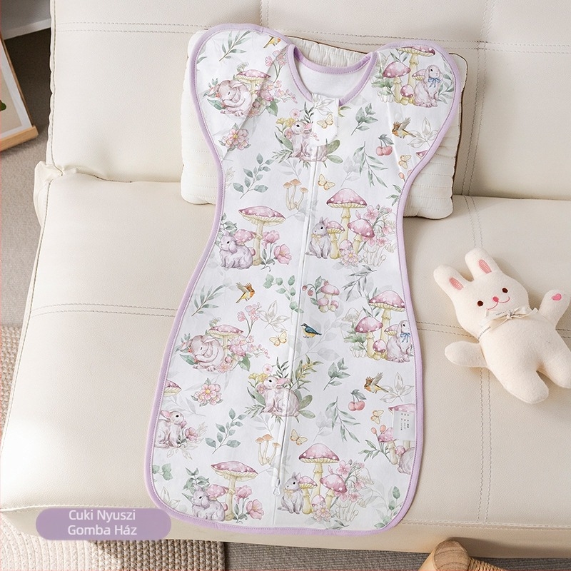 Újszülött alvózsák, cocoon-stílus, kötött pamut, puha és légáteresztő, négy évszakos