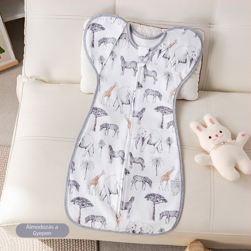 Újszülött alvózsák, cocoon-stílus, kötött pamut, puha és légáteresztő, négy évszakos