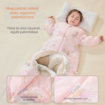 Újszülött baba alvózsák elválasztott lábakkal, termoregulált, bambusz-pamut plüss, őszi-téli