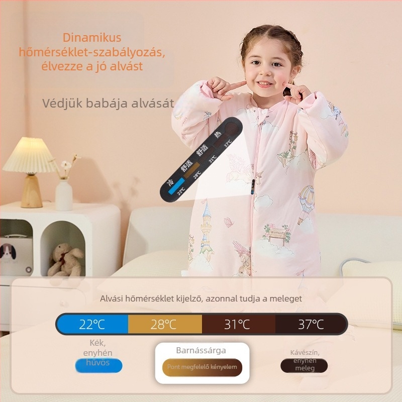 Újszülött baba alvózsák elválasztott lábakkal, termoregulált, bambusz-pamut plüss, őszi-téli