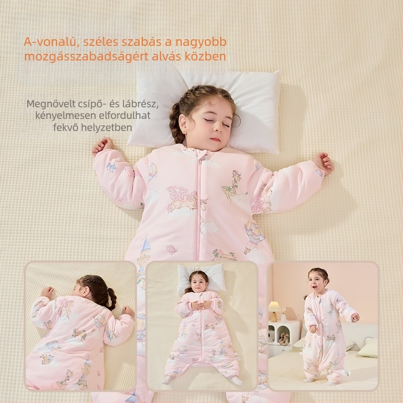 Újszülött baba alvózsák elválasztott lábakkal, termoregulált, bambusz-pamut plüss, őszi-téli
