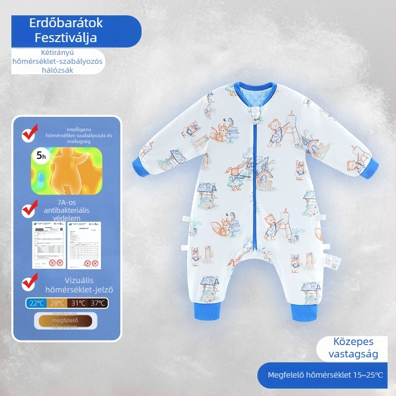 Újszülött baba alvózsák elválasztott lábakkal, termoregulált, bambusz-pamut plüss, őszi-téli