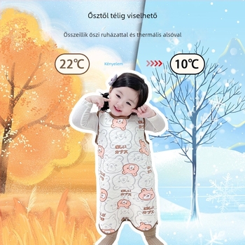 Baba pamut alvózsák mellény-stílusú, karikatúra minta, 0–1 év, töltet: 100% pamut, őszi-téli