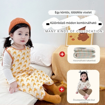 Baba pamut alvózsák mellény-stílusú, karikatúra minta, 0–1 év, töltet: 100% pamut, őszi-téli