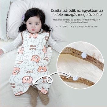 Baba pamut alvózsák mellény-stílusú, karikatúra minta, 0–1 év, töltet: 100% pamut, őszi-téli
