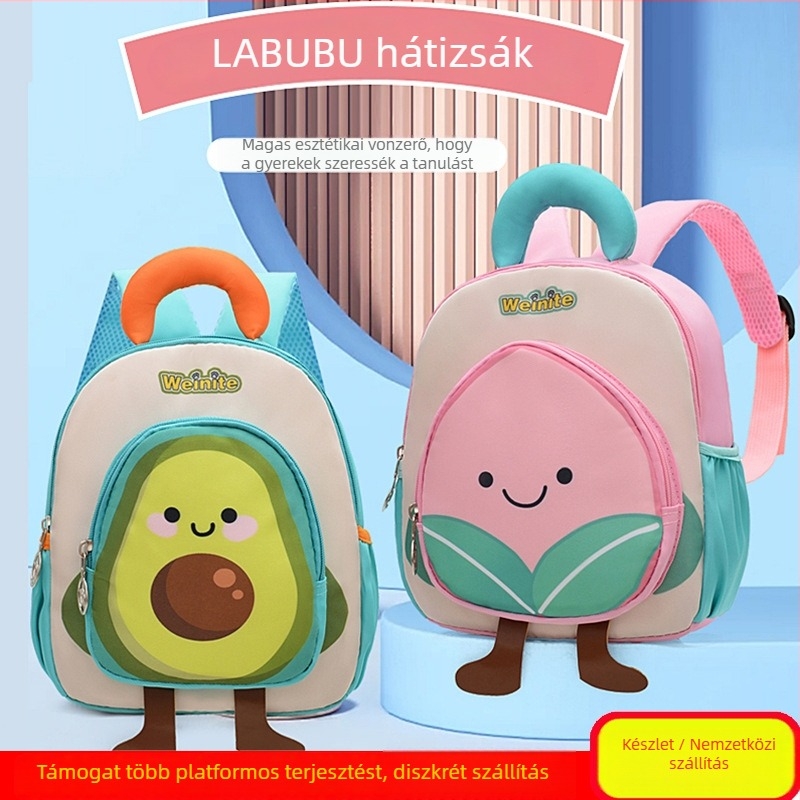 Hátizsák gyerekeknek gyümölcs mintával, lélegző nejlonból, uniszex, könnyű