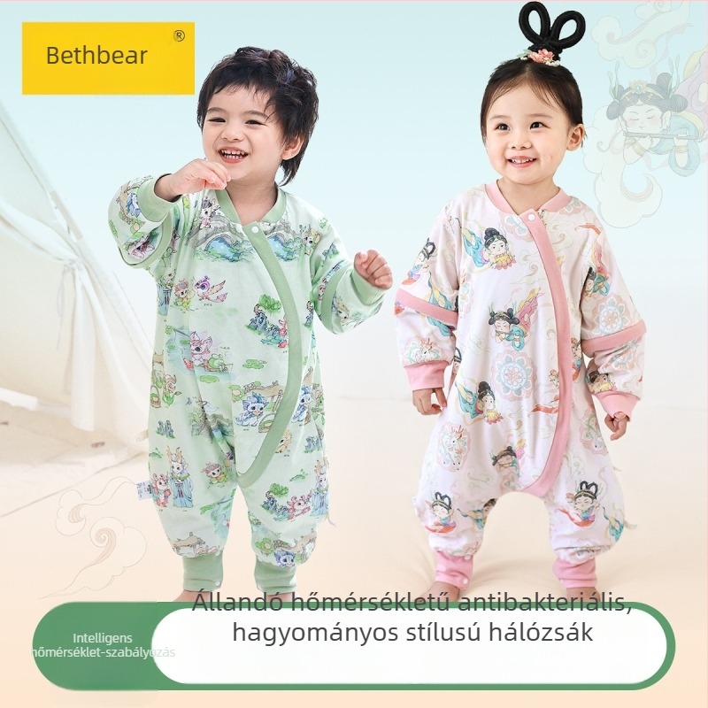 Gyermekek téli tömött hálózsák szétválasztott lábakkal, vastag, 100% pamut, antibakteriális
