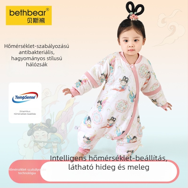 Gyermekek téli tömött hálózsák szétválasztott lábakkal, vastag, 100% pamut, antibakteriális