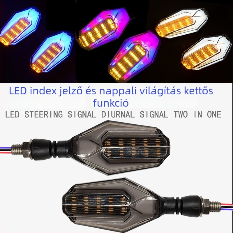Motorkerékpár LED irányjelző lámpa - 12V DC, LED fényforrás, modell 062, univerzális illeszkedés