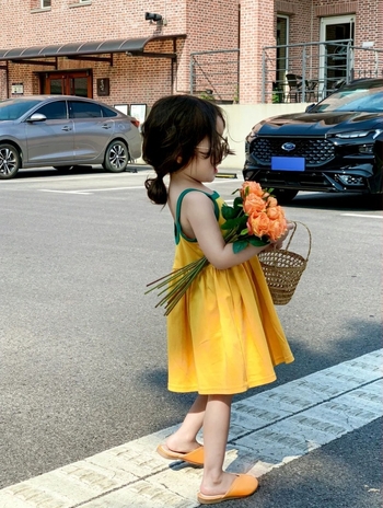 Koreai stílusú gyerekruha, 100% pamut, hercegnő fazonú ruha, 3–8 éves lányoknak, nyári ruha