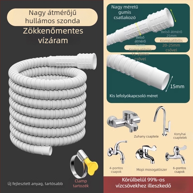 Csaptelep-hosszabbítócső univerzális interfésszel és zuhanycsatlakozóval, modell SLRG; anyag: polietilén; névleges nyomás: 1; felületre szerelhető; csatlakozó anyaga: műanyag