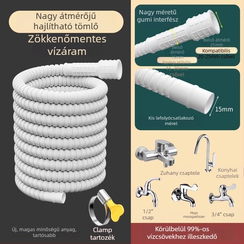 Csaptelep-hosszabbítócső univerzális interfésszel és zuhanycsatlakozóval, modell SLRG; anyag: polietilén; névleges nyomás: 1; felületre szerelhető; csatlakozó anyaga: műanyag