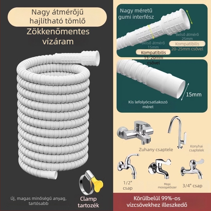 Csaptelep-hosszabbítócső univerzális interfésszel és zuhanycsatlakozóval, modell SLRG; anyag: polietilén; névleges nyomás: 1; felületre szerelhető; csatlakozó anyaga: műanyag