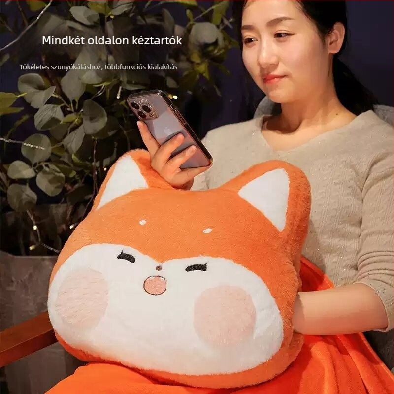 Ölelős párna–pléd, két az egyben beilleszthető karokkal; Chuxu 23120806, külső borítás fleece, töltet PP cotton, mintázat: aranyos állat