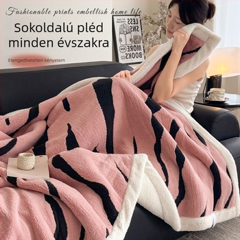 Tejes velúr jacquard mintás pléd, kétszeres rétegű, téli meleg, iroda és kanapé számára