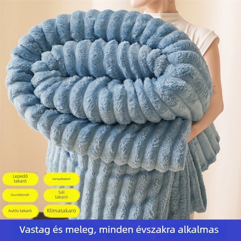 Téli plüss pléd nyusziszőrrel, coral fleece és vastag flanel az ágyhoz