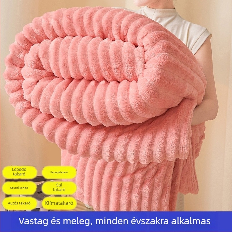 Téli plüss pléd nyusziszőrrel, coral fleece és vastag flanel az ágyhoz