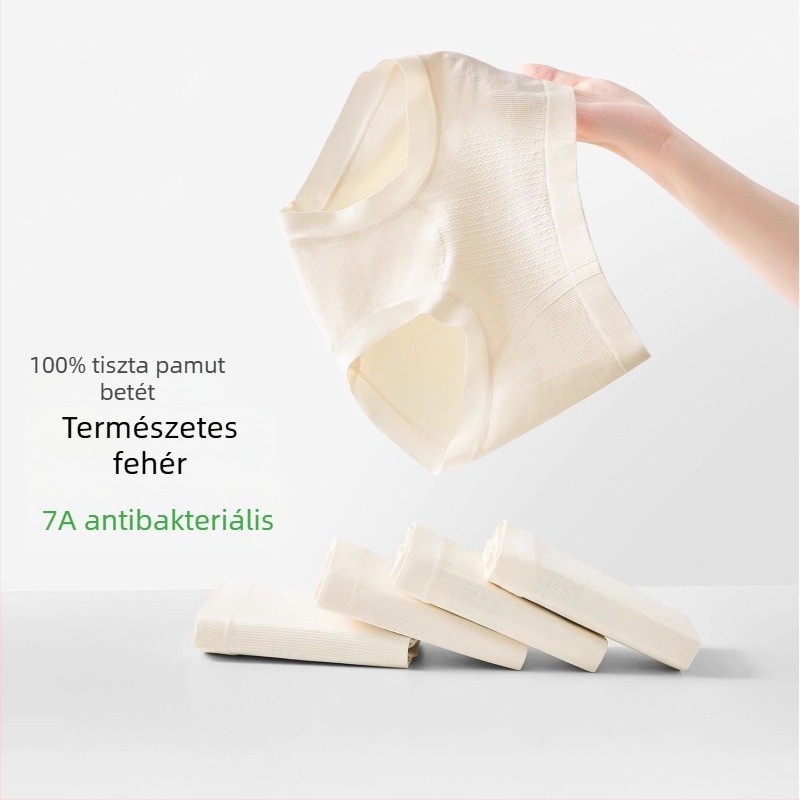 Női seamless alsónemű középmagas derékkal, antibakteriális, pamut betéttel, egyszínű