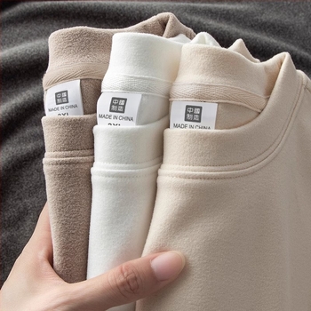 Férfi téli belső fleece-sel bélelt, kétoldalas velúr alapréteg, hosszú ujjú