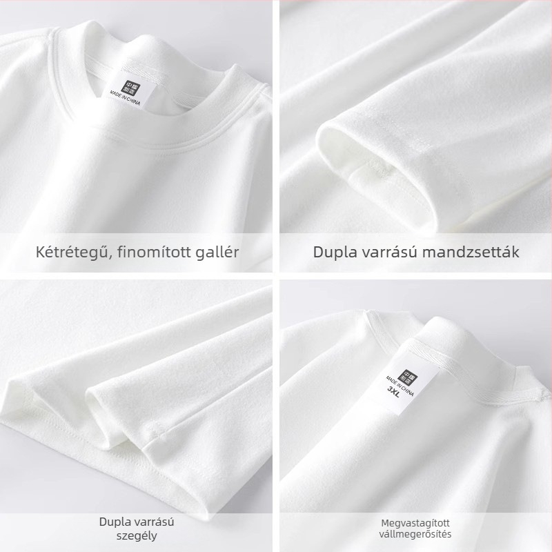 Férfi téli belső fleece-sel bélelt, kétoldalas velúr alapréteg, hosszú ujjú